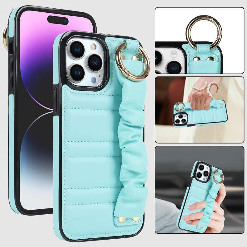 Phone Case with Wrist Strap and Leather Protective Cover